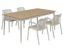 Malmø Sonja Havemøbelsæt - 100x180/235 cm - Gråhvid