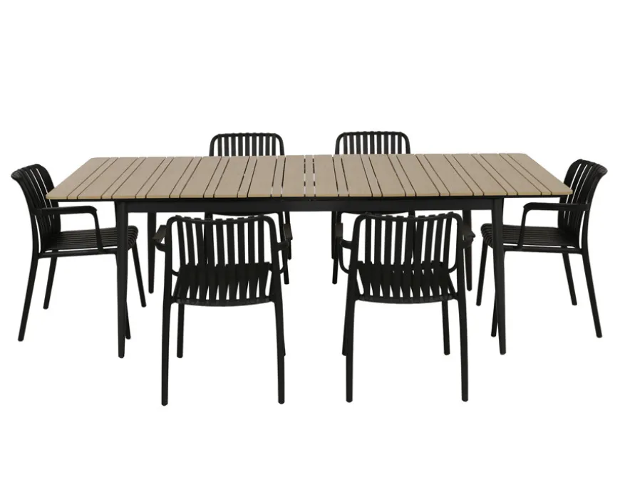 Malmø Sonja Havemøbelsæt - 100x180/235 cm - Mørkegrå