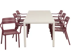 Nardi Tevere Cassia Havemøbelsæt 147-211cm - Sand/Borgogna