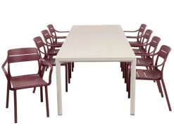 Nardi Tevere Cassia Havemøbelsæt 210-275cm - Sand/Borgogna