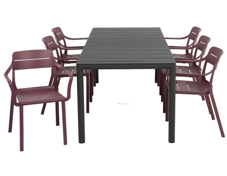 Nardi Tevere Cassia Havemøbelsæt 147-211cm - Antracit/Borgogna
