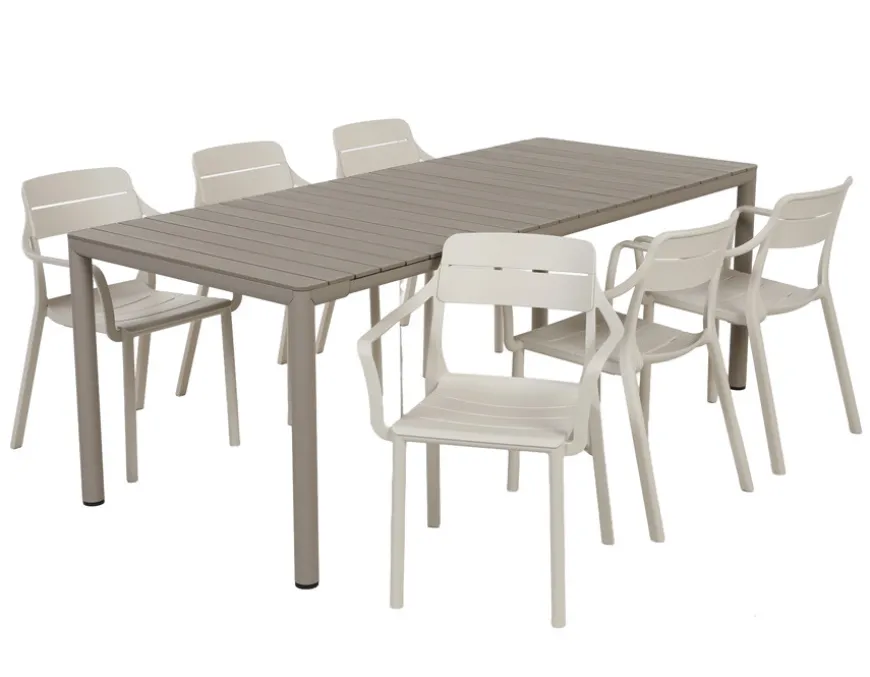 Nardi Tevere/Cassia Havemøbelsæt 147-211cm - Latte/Sand