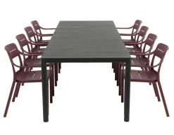 Nardi Tevere/Cassia Havemøbelsæt 210-275cm - Antracit/Borgogna
