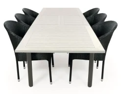 Nydala Andrea Havemøbelsæt m/6 stole - 90x200/280 - Grå/Sort