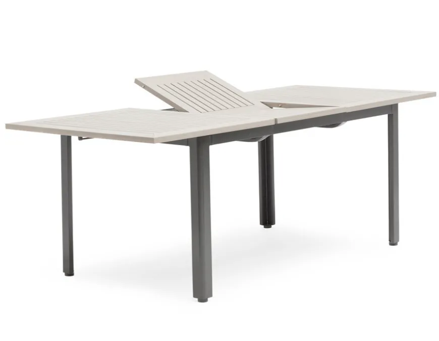 Nydala Geneve Havemøbelsæt m/4 stole - 90x150/200 - Lys Grå/Sort
