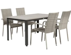 Nydala Geneve Havemøbelsæt m/4 stole - 90x150/200 - Grå