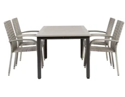 Nydala Geneve Havemøbelsæt m/4 stole - 90x150/200 - Grå