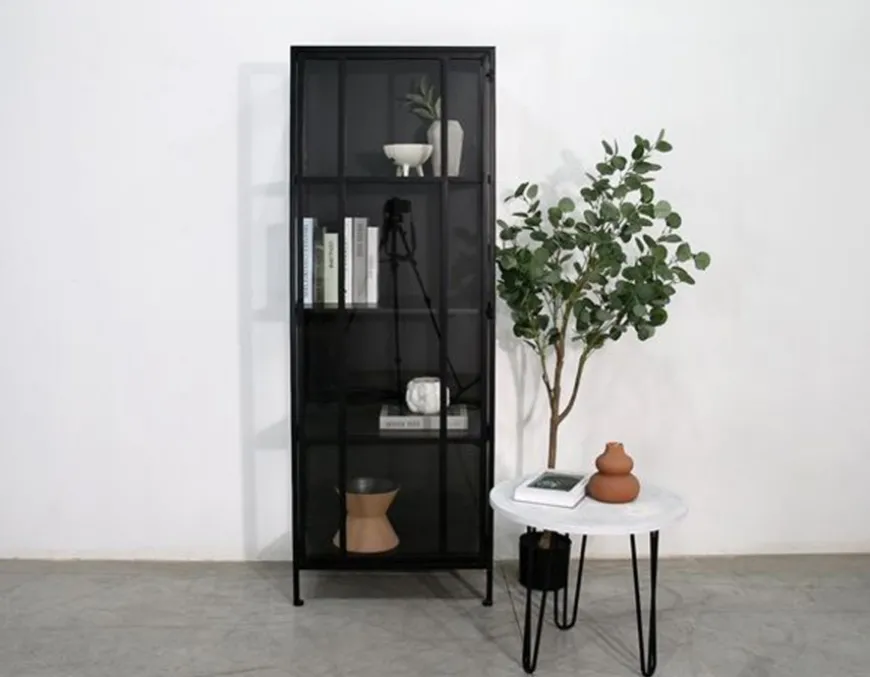 Nyråd Vitrineskab i Metal - 60x40x172 cm - Sort