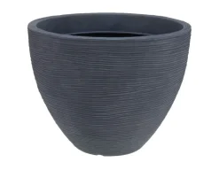 Plastkrukke m/riller - Ø:40|H:31 cm - Grå