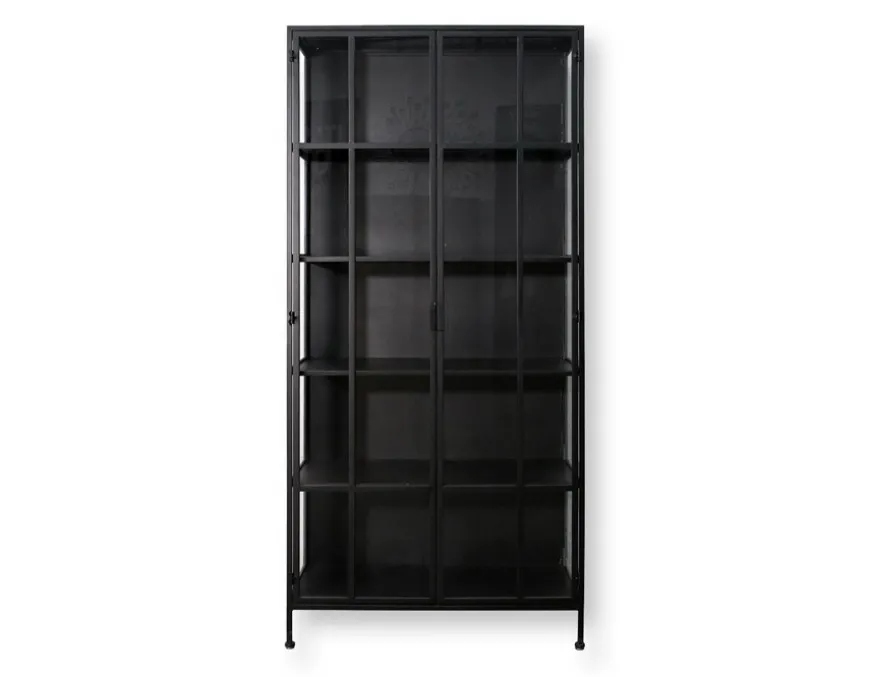 Præstø Vitrineskab i Metal - 92x40x201,5 cm - Sort