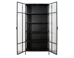 Præstø Vitrineskab i Metal - 92x40x201,5 cm - Sort