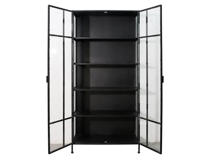 Præstø Vitrineskab i Metal - 92x40x201,5 cm - Sort