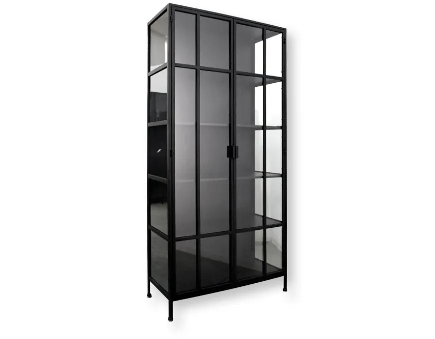Præstø Vitrineskab i Metal - 92x40x201,5 cm - Sort