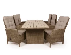 Rio Dusty Havemøbelsæt m/6 pos stole - 94x210 cm - m/vandafv. hynder