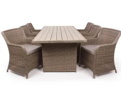 Rio Dusty Havemøbelsæt m/6 spisestole - 94x210 cm - m/vandafv. hynder