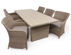 Rio Dusty Havemøbelsæt m/6 spisestole - 94x210 cm - m/vandafv. hynder