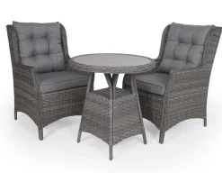 Rio Grå Cafesæt m/2 loungestole - Ø 70 cm - m/vandafv. hynder