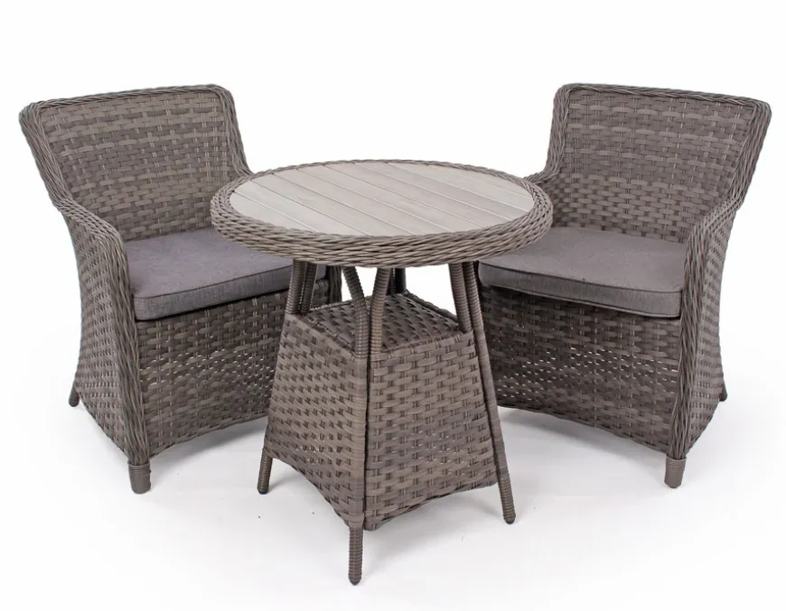 Rio Grå Cafesæt m/2 spisestole - Ø 70 cm