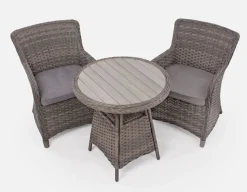 Rio Grå Cafesæt m/2 spisestole - Ø 70 cm