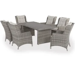 Rio Lys Grå Havemøbelsæt m/6 loungestole - 94x210 cm - m/vandafv. hynder
