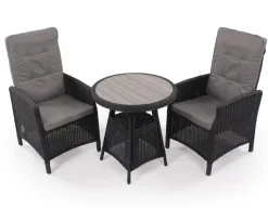 Rio Sort Cafesæt m/2 pos stole - Ø 70 cm - m/vandafv. hynder