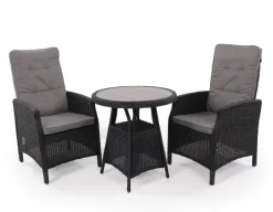 Rio Sort Cafesæt m/2 pos stole - Ø 70 cm - m/vandafv. hynder