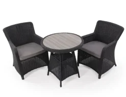 Rio Sort Cafesæt m/2 spisestole - Ø 70 cm - m/vandafv. hynder