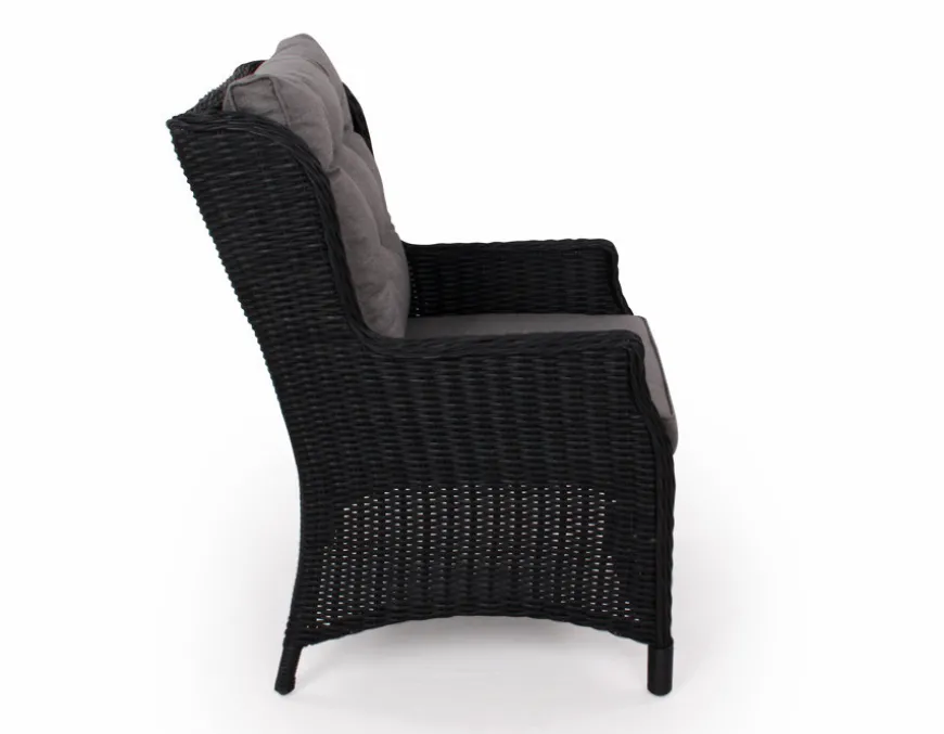 Rio Sort Havemøbelsæt m/4 loungestole - Ø 130 cm - m/vandafv. hynder
