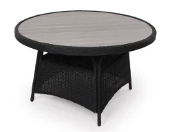 Rio Sort Havemøbelsæt m/4 loungestole - Ø 130 cm - m/vandafv. hynder
