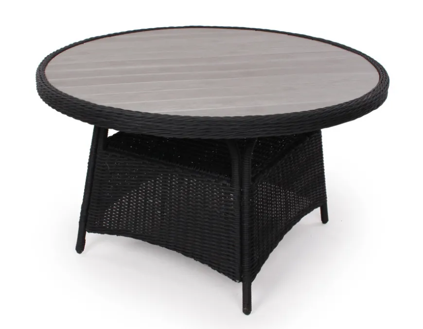 Rio Sort Havemøbelsæt m/4 loungestole - Ø 130 cm - m/vandafv. hynder
