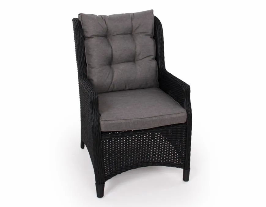 Rio Sort Havemøbelsæt m/4 loungestole - Ø 130 cm - m/vandafv. hynder