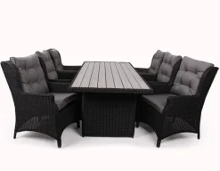 Rio Sort Havemøbelsæt m/6 loungestole - 94x210 cm - m/vandafv. hynder