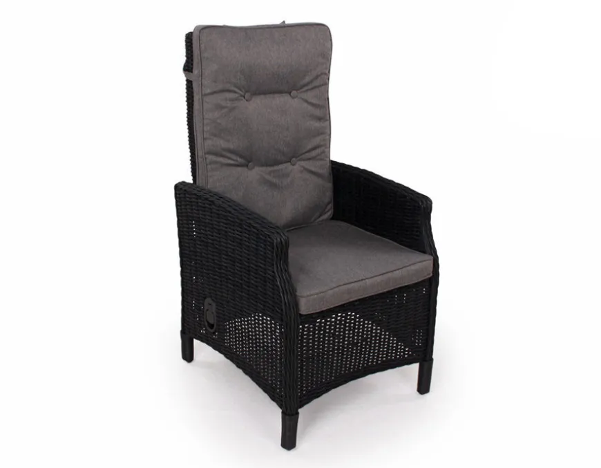 Rio Sort Havemøbelsæt m/6 pos stole - 94x210 cm - m/vandafv. hynder