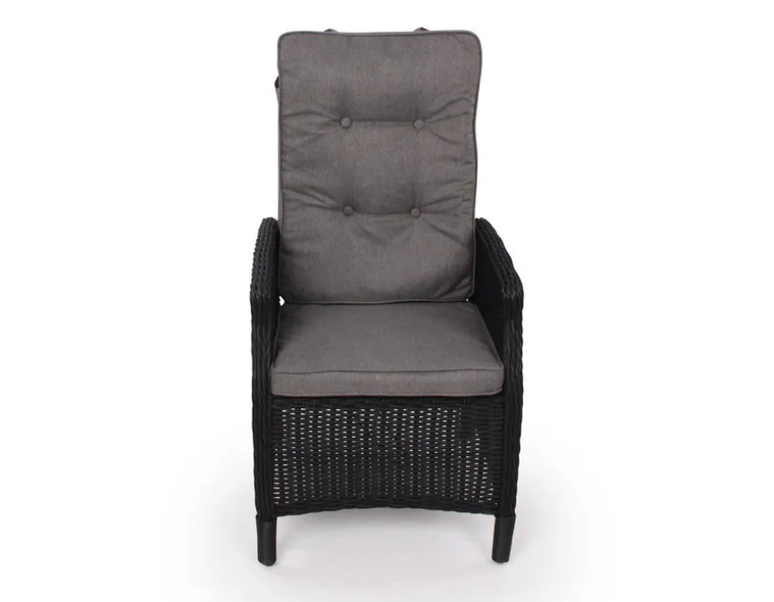 Rio Sort Havemøbelsæt m/6 pos stole - 94x210 cm - m/vandafv. hynder