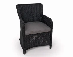 Rio Sort Havemøbelsæt m/4 spisestole - Ø 130 cm - m/vandafv. hynder