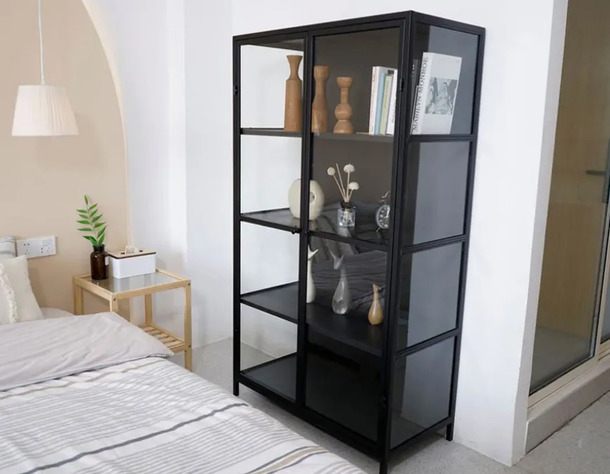 Ærøskøbing Vitrineskab i Metal - 90x40x160 cm - Sort