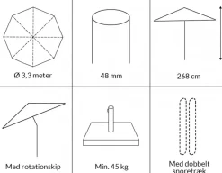 Sanne Olefin markedsparasol Ø 3,3 meter - Taupe