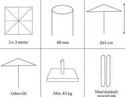 Sanne Olefin Markedsparasol 3x3 Meter - Natur