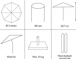 Signe Parasol Ø 3 meter m/tilt - Sort