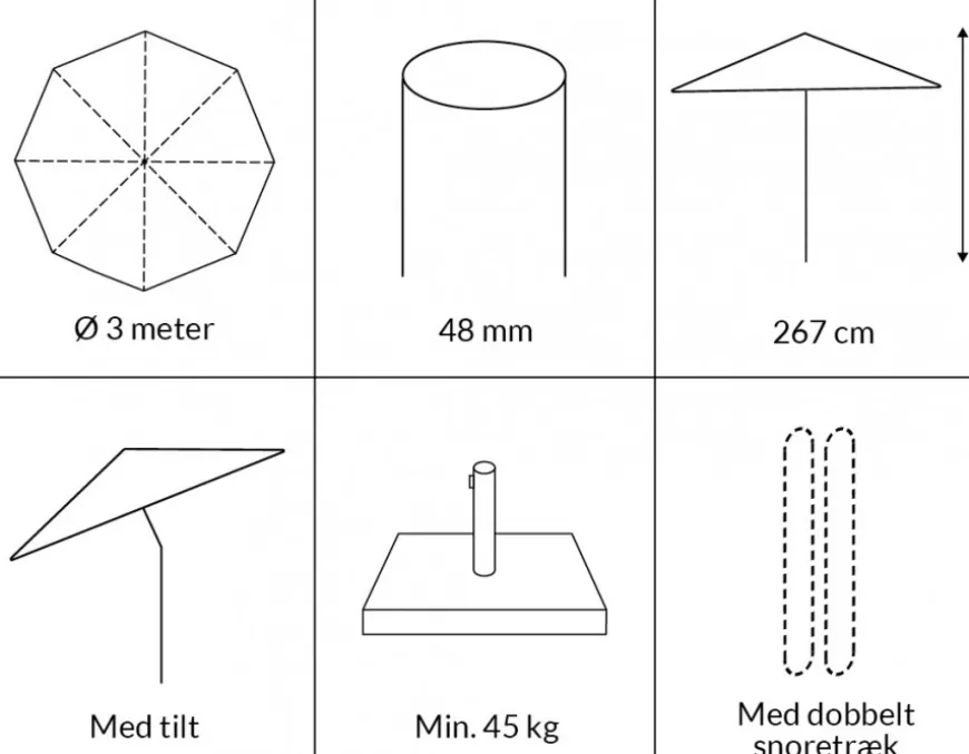 Signe Parasol Ø 3 meter m/tilt - Grøn