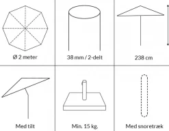 Signe Parasol Ø 2 meter m/tilt - Olivengrøn