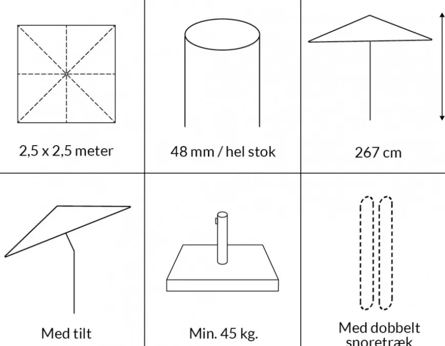 Signe Parasol 2,5 x 2,5 meter M/tilt Sand