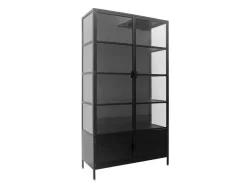 Skærbæk Vitrineskab i Metal - 110x40x190 cm - Sort