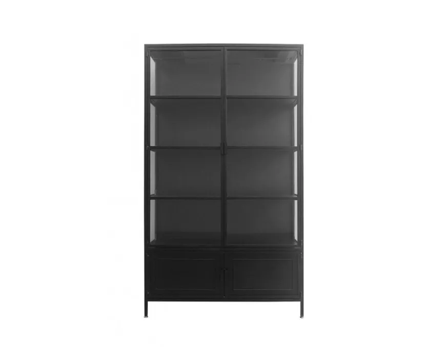 Skærbæk Vitrineskab i Metal - 110x40x190 cm - Sort