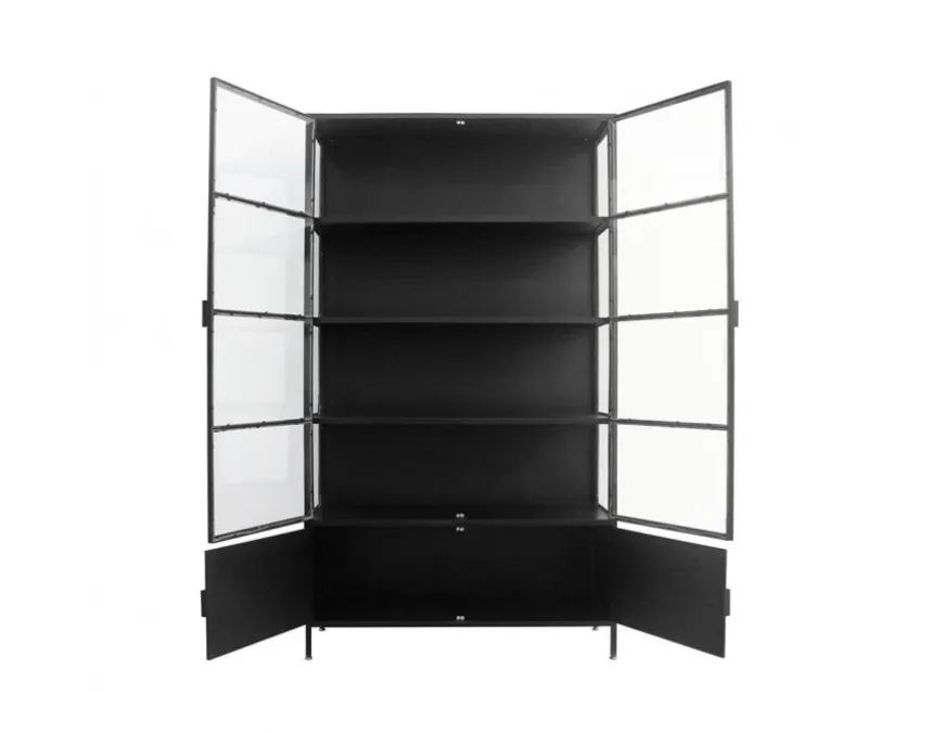 Skærbæk Vitrineskab i Metal - 110x40x190 cm - Sort