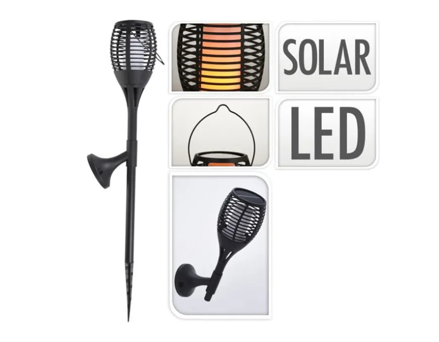 Solar LED-fakkel, 3-i-1, Ø:12 x H: 78 cm
