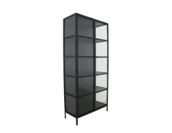 Svaneke Vitrineskab i Metal - 92x40x201 cm - Sort