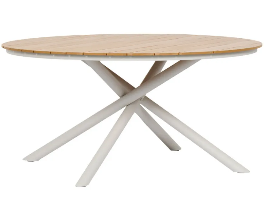 Tina Havebord - Ø: 152 Cm - Teak Look/Gråhvid