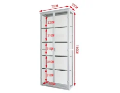 Vordingborg Væghængt Vitrineskab i Metal - 70x25x160 cm - Hvid